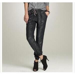 NWOT J. Crew Sequin and Silk Jogger Style Pants Sz 0/14” waist
